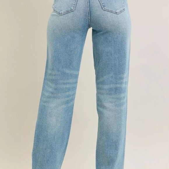 Judy Blue Full Size High Waist  Rigid Magic Star Shaped Destroy 90's Straight - Picture 10 of 14